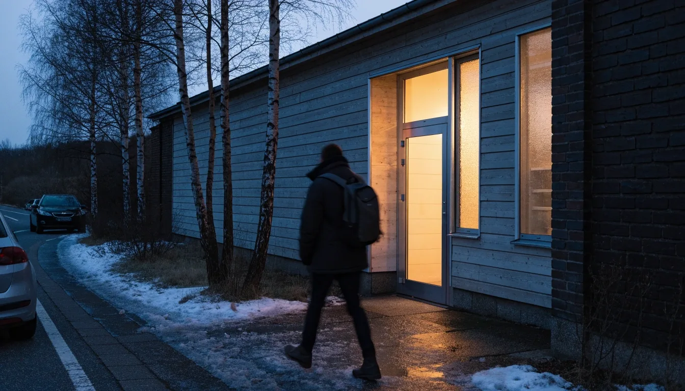 Rauhallinen jyväskyläläinen katunäkymä sinisen hetken aikaan
